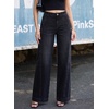 image:imageSidefeel Womens Wide Leg Jeans High Waisted Stretchy Baggy Side Seam Denim Pants with Slanted PocketsBlack