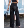 image:imageSidefeel Womens Wide Leg Jeans High Waisted Stretchy Baggy Side Seam Denim Pants with Slanted PocketsBlack