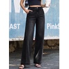 image:imageSidefeel Womens Wide Leg Jeans High Waisted Stretchy Baggy Side Seam Denim Pants with Slanted PocketsBlack