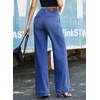 image:imageSidefeel Womens Wide Leg Jeans High Waisted Stretchy Baggy Side Seam Denim Pants with Slanted PocketsBlue