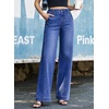image:imageSidefeel Womens Wide Leg Jeans High Waisted Stretchy Baggy Side Seam Denim Pants with Slanted PocketsBlue