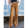 image:imageSidefeel Womens Wide Leg Jeans High Waisted Stretchy Baggy Side Seam Denim Pants with Slanted PocketsBrown