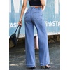image:imageSidefeel Womens Wide Leg Jeans High Waisted Stretchy Baggy Side Seam Denim Pants with Slanted PocketsLight Blue