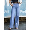 image:imageSidefeel Womens Wide Leg Jeans High Waisted Stretchy Baggy Side Seam Denim Pants with Slanted PocketsLight Blue