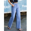 image:imageSidefeel Womens Wide Leg Jeans High Waisted Stretchy Baggy Side Seam Denim Pants with Slanted PocketsLight Blue