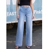 image:imageSidefeel Womens Wide Leg Jeans High Waisted Stretchy Baggy Side Seam Denim Pants with Slanted PocketsSky Blue