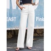 image:imageSidefeel Womens Wide Leg Jeans High Waisted Stretchy Baggy Side Seam Denim Pants with Slanted PocketsWhite