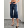 image:imageSidefeel Womens Wide Leg Jeans High Waisted Stretchy Big Pockets Capri Denim PantsAshleigh Blue