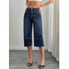 image:imageSidefeel Womens Wide Leg Jeans High Waisted Stretchy Big Pockets Capri Denim PantsAshleigh Blue