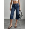 image:imageSidefeel Womens Wide Leg Jeans High Waisted Stretchy Big Pockets Capri Denim PantsAshleigh Blue