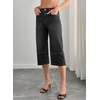 image:imageSidefeel Womens Wide Leg Jeans High Waisted Stretchy Big Pockets Capri Denim PantsBlack