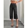 image:imageSidefeel Womens Wide Leg Jeans High Waisted Stretchy Big Pockets Capri Denim PantsBlack