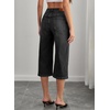 image:imageSidefeel Womens Wide Leg Jeans High Waisted Stretchy Big Pockets Capri Denim PantsBlack