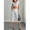 image:imageSidefeel Womens Wide Leg Jeans High Waisted Stretchy Big Pockets Capri Denim PantsWhite