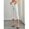 image:imageSidefeel Womens Wide Leg Jeans High Waisted Stretchy Big Pockets Capri Denim PantsWhite