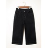 image:imageSidefeel Womens Wide Leg Jeans High Waisted Stretchy Cropped Ankle Capri Rolled Hem Denim PantsBlack