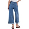 image:imageSidefeel Womens Wide Leg Jeans High Waisted Stretchy Cropped Ankle Capri Rolled Hem Denim PantsBlue