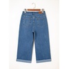 image:imageSidefeel Womens Wide Leg Jeans High Waisted Stretchy Cropped Ankle Capri Rolled Hem Denim PantsBlue