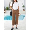 image:imageSidefeel Womens Wide Leg Jeans High Waisted Stretchy Cropped Ankle Capri Rolled Hem Denim PantsBrown