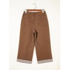 image:imageSidefeel Womens Wide Leg Jeans High Waisted Stretchy Cropped Ankle Capri Rolled Hem Denim PantsBrown