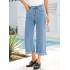 image:imageSidefeel Womens Wide Leg Jeans High Waisted Stretchy Cropped Ankle Capri Rolled Hem Denim PantsLight Blue
