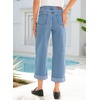 image:imageSidefeel Womens Wide Leg Jeans High Waisted Stretchy Cropped Ankle Capri Rolled Hem Denim PantsLight Blue