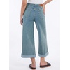image:imageSidefeel Womens Wide Leg Jeans High Waisted Stretchy Cropped Ankle Capri Rolled Hem Denim PantsVintage Blue