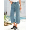 image:imageSidefeel Womens Wide Leg Jeans High Waisted Stretchy Cropped Ankle Capri Rolled Hem Denim PantsVintage Blue