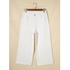 image:imageSidefeel Womens Wide Leg Jeans High Waisted Stretchy Cropped Ankle Capri Rolled Hem Denim PantsWhite