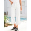 image:imageSidefeel Womens Wide Leg Jeans High Waisted Stretchy Cropped Ankle Capri Rolled Hem Denim PantsWhite