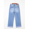 image:imageSidefeel Womens Wide Leg Jeans High Waisted Stretchy Distressed Straight Leg Folded Hem Loose Denim PantsLight Blue