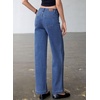 image:imageSidefeel Womens Wide Leg Jeans High Waisted Stretchy Jeans Straight Leg Loose Fit Ankle Denim Pants with PocketsBlue