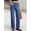 image:imageSidefeel Womens Wide Leg Jeans High Waisted Stretchy Jeans Straight Leg Loose Fit Ankle Denim Pants with PocketsBlue