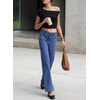 image:imageSidefeel Womens Wide Leg Jeans High Waisted Stretchy Jeans Straight Leg Loose Fit Ankle Denim Pants with PocketsBlue