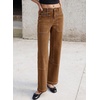 image:imageSidefeel Womens Wide Leg Jeans High Waisted Stretchy Jeans Straight Leg Loose Fit Ankle Denim Pants with PocketsBrown