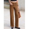 image:imageSidefeel Womens Wide Leg Jeans High Waisted Stretchy Jeans Straight Leg Loose Fit Ankle Denim Pants with PocketsBrown