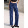 image:imageSidefeel Womens Wide Leg Jeans High Waisted Stretchy Jeans Straight Leg Loose Fit Ankle Denim Pants with PocketsDark Blue
