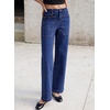 image:imageSidefeel Womens Wide Leg Jeans High Waisted Stretchy Jeans Straight Leg Loose Fit Ankle Denim Pants with PocketsDark Blue