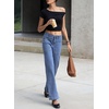 image:imageSidefeel Womens Wide Leg Jeans High Waisted Stretchy Jeans Straight Leg Loose Fit Ankle Denim Pants with PocketsSky Blue