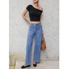 image:imageSidefeel Womens Wide Leg Jeans High Waisted Stretchy Jeans Straight Leg Loose Fit Ankle Denim Pants with PocketsSky Blue