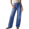 image:imageSidefeel Womens Wide Leg Jeans High Waisted Stretchy Patchwork Loose Denim Pants with PocketsBlue