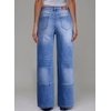 image:imageSidefeel Womens Wide Leg Jeans High Waisted Stretchy Patchwork Loose Denim Pants with PocketsBlue