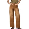 image:imageSidefeel Womens Wide Leg Jeans High Waisted Stretchy Patchwork Loose Denim Pants with PocketsBrown