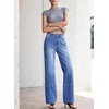 image:imageSidefeel Womens Wide Leg Jeans High Waisted Stretchy Patchwork Loose Denim Pants with PocketsLight Blue