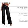 image:imageSidefeel Womens Wide Leg Jeans High Waisted Stretchy Raw Hem Zimbaplatinum Denim PantsBlack