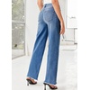 image:imageSidefeel Womens Wide Leg Jeans High Waisted Stretchy Raw Hem Zimbaplatinum Denim PantsBlue