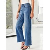 image:imageSidefeel Womens Wide Leg Jeans High Waisted Stretchy Raw Hem Zimbaplatinum Denim PantsBlue