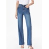 image:imageSidefeel Womens Wide Leg Jeans High Waisted Stretchy Raw Hem Zimbaplatinum Denim PantsBlue