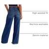 image:imageSidefeel Womens Wide Leg Jeans High Waisted Stretchy Raw Hem Zimbaplatinum Denim PantsBluing
