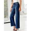 image:imageSidefeel Womens Wide Leg Jeans High Waisted Stretchy Raw Hem Zimbaplatinum Denim PantsBluing